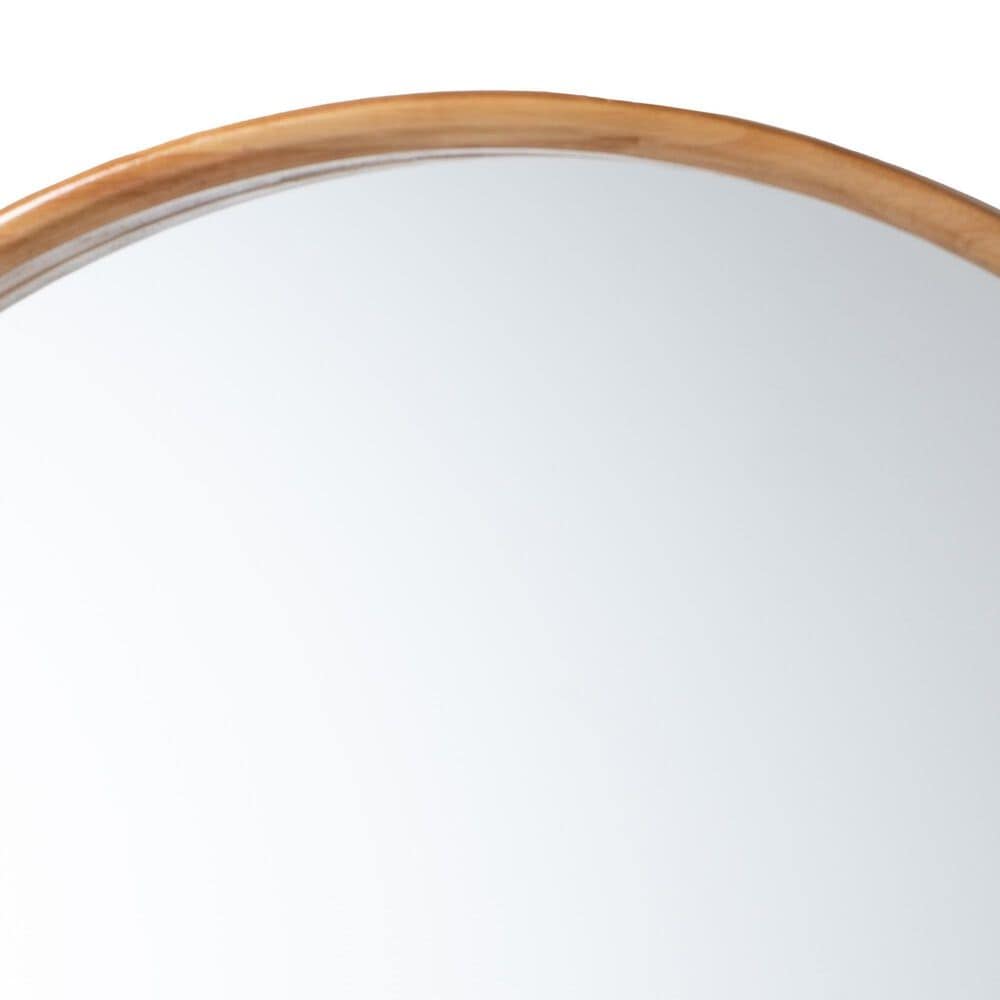 Baxton Studio Tazara Round Accent Wall Mirror in Natural Brown, , large