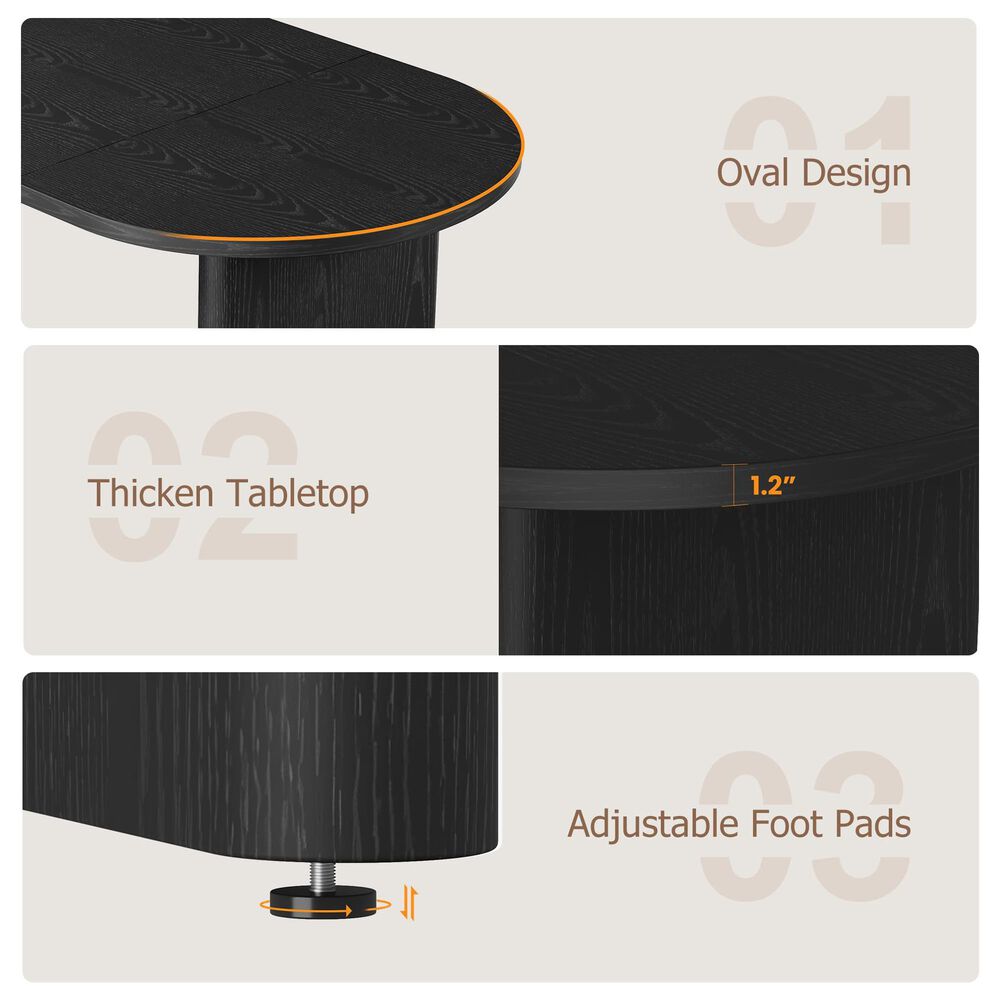 GARVEE 71" Oval Dining Table in Black - Table Only, , large