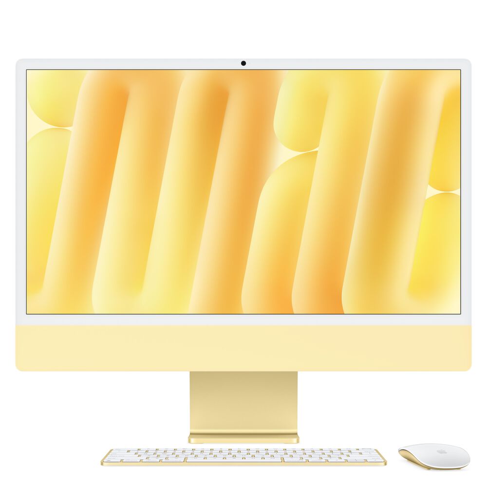 Apple 24-Inch iMac with Retina 4.5K display: Apple M4 Chip with 10-core CPU and 10-core GPU 16GB Unified Memory, 256GB SSD in Yellow (Latest Model), , large