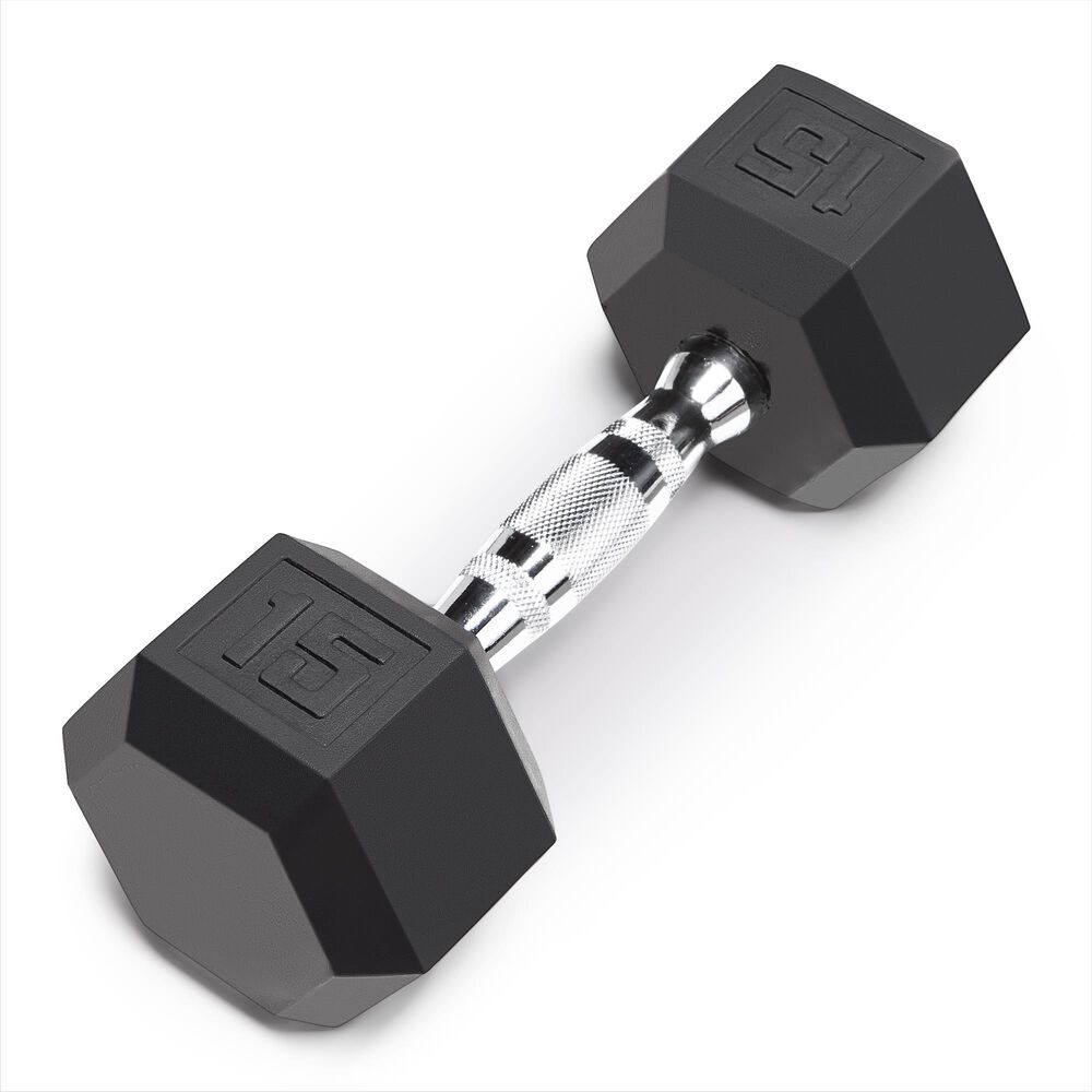 Impex, Inc 15 Lb Rubber Hex Dumbbell, , large