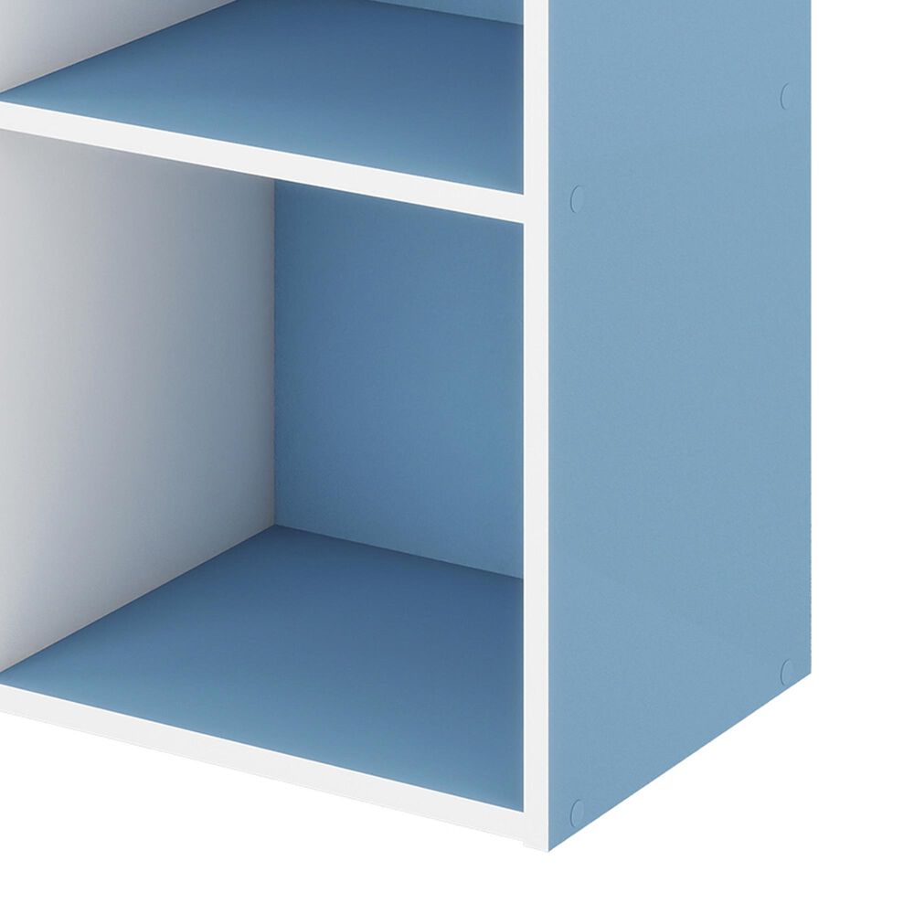 HOMLUX 3-Tier Bookcase with Decorative Open Shelves in White and Light Blue, , large
