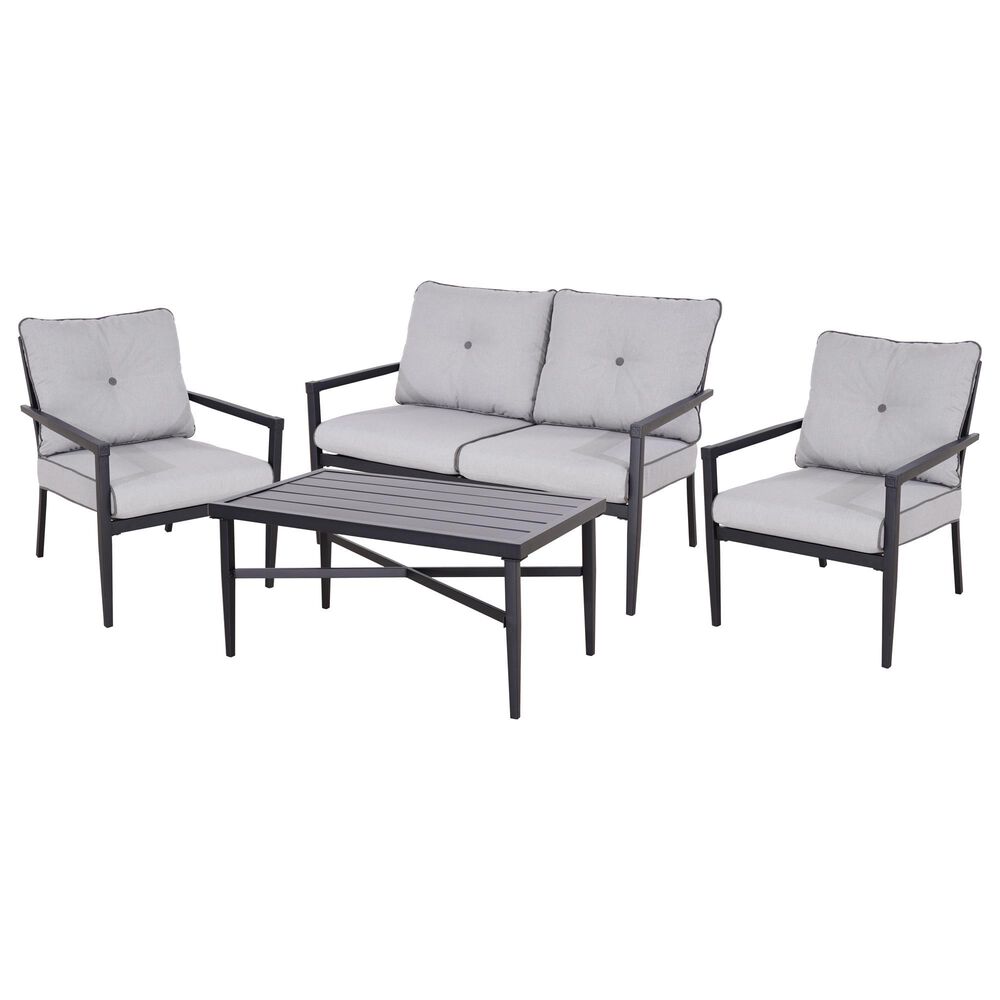 Global Note Collections Raleigh 4-Piece Patio Chat Set in Smoke Grey, , large