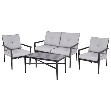 Global Note Collections Raleigh 4-Piece Patio Chat Set in Smoke Grey, , large