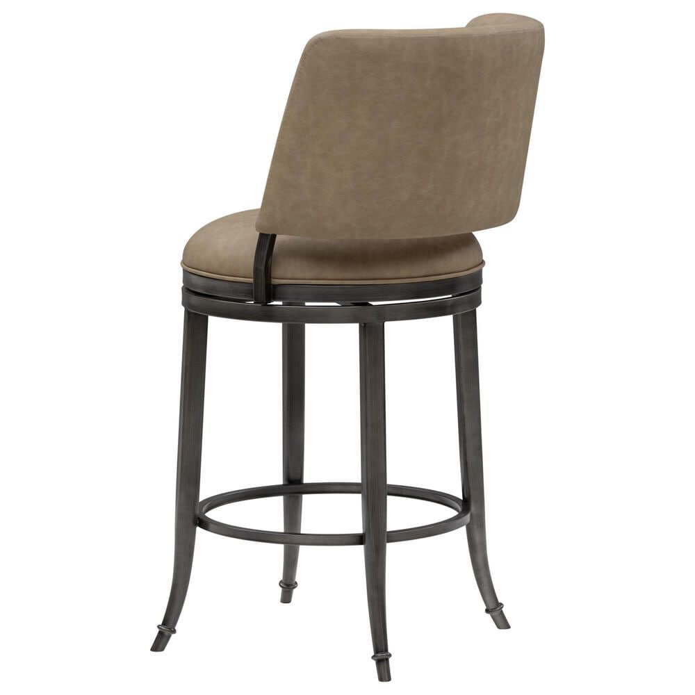 Armen Living Torres Counter Height Stool with Mushroom Brown Upholstery in Antique Pewter, , large