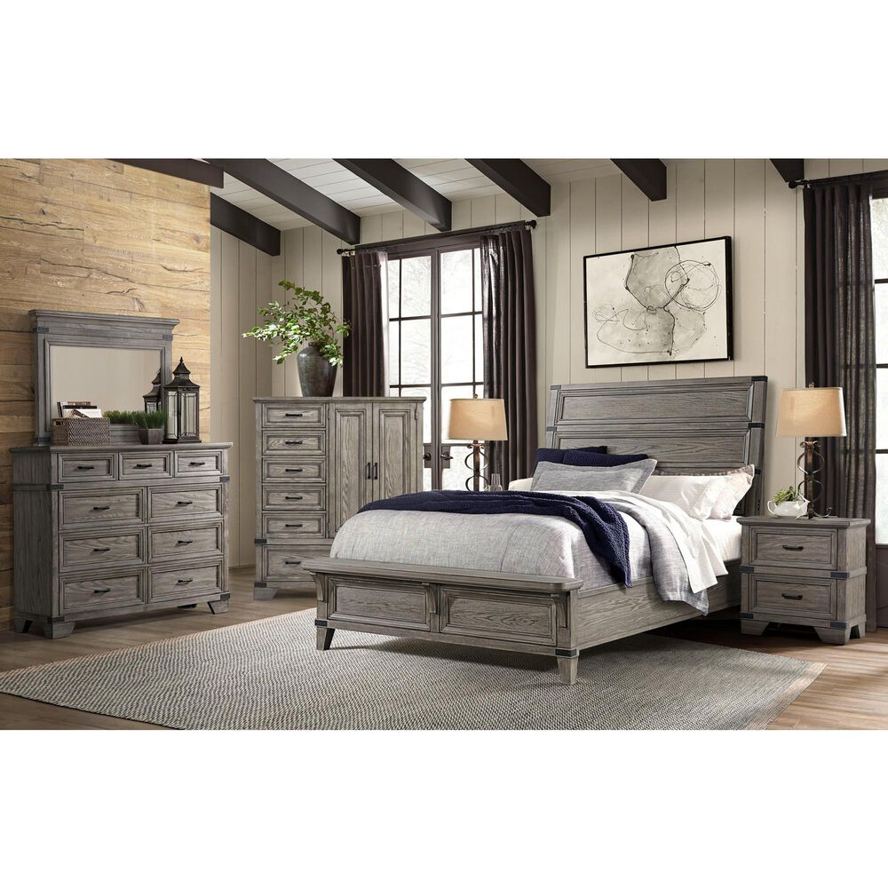 Hawthorne Furniture Forge 9-Drawer Dresser and Mirror in Wire Brushed Steel Gray, , large