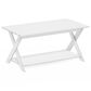HOMLUX 1-Tier Simplistic Criss-Crossed Coffee Table in White, , large