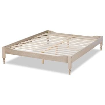 Baxton Studio Laure Queen Platform Bed Frame in Antique White, , large