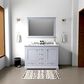 Lexora Home Dukes 48" Double Bathroom Vanity in Dark Grey with 2 cm White Carrara Marble Top and Rectangular Sinks, , large