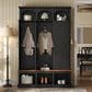 HOMLUX 5-Hook Hall Tree with 3 Hidden Storage in Black and Walnut, , large