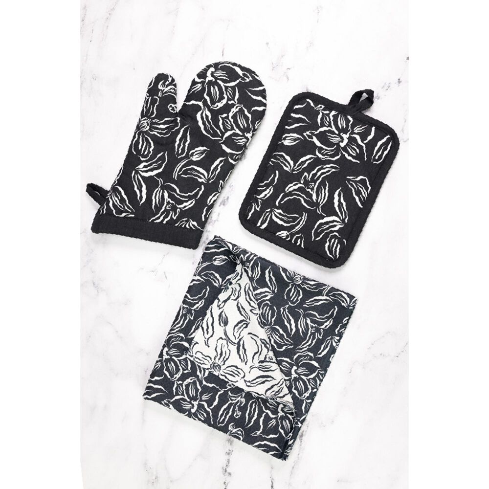 Mukitchen Designer Oven Mitt in Water Lily Black, , large