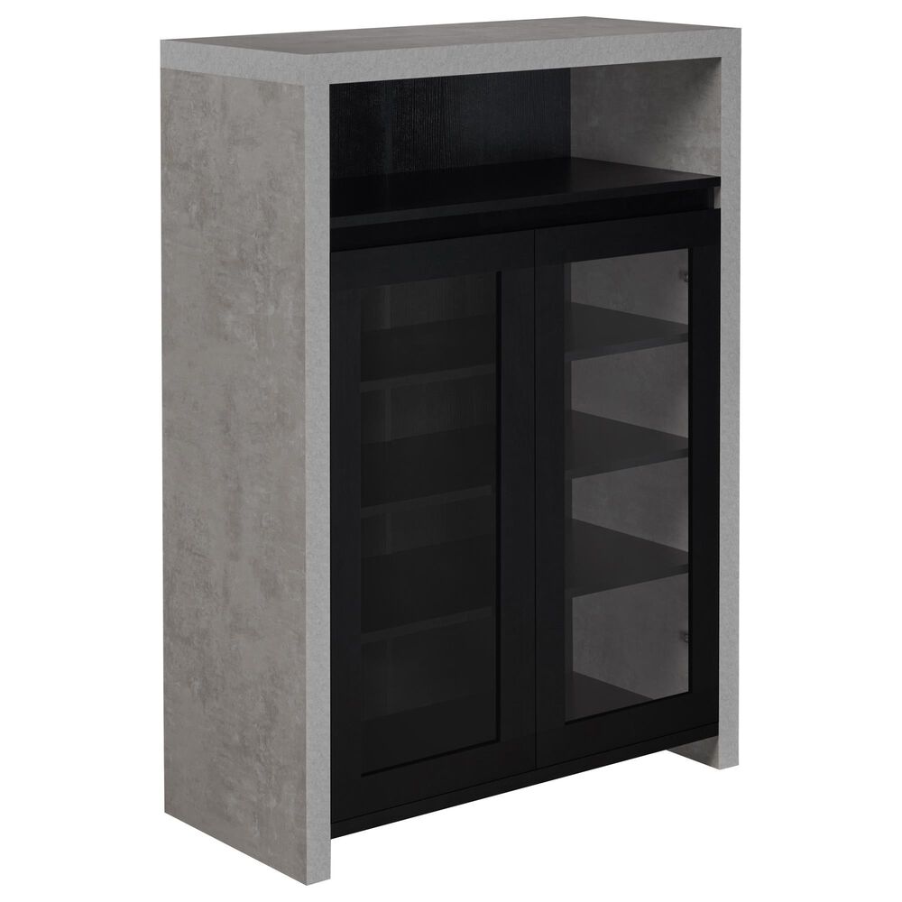 Furniture of America Johnson Shoe Cabinet in Black and Cement, , large