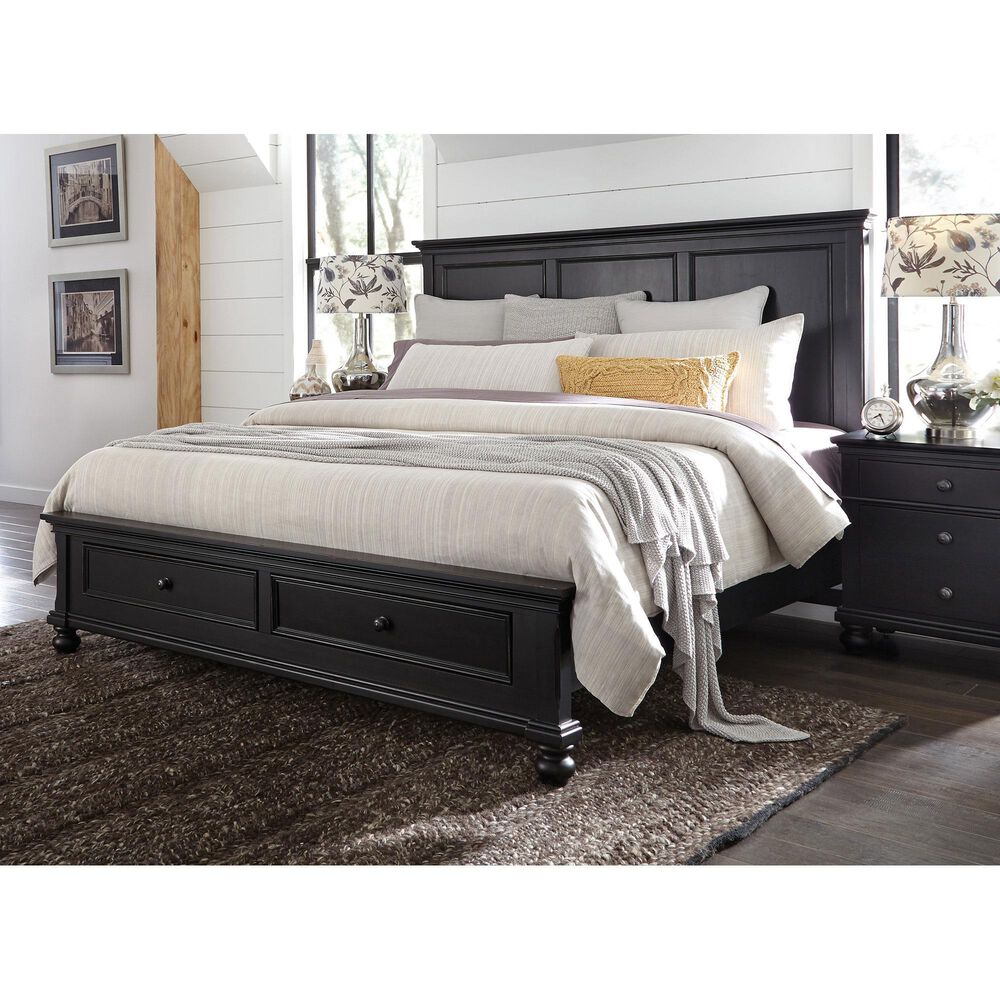 Riva Ridge Oxford King Storage Bed in Black Rubbed, , large
