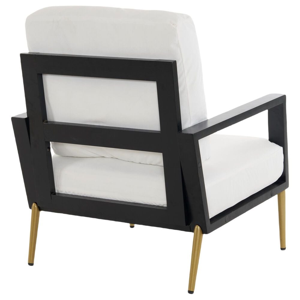 Hearth and Haven Velvet Lounge Arm Chair with Gold Metal Legs in White, , large