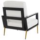 Hearth and Haven Velvet Lounge Arm Chair with Gold Metal Legs in White, , large