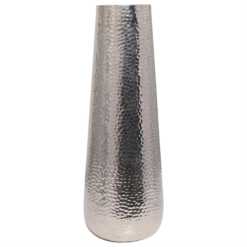 Maple and Jade 25&quot; Tall Hammered Decorative Vase in Polished Silver, , large