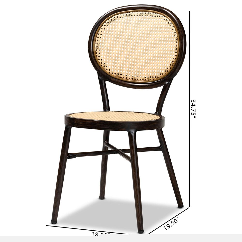 Baxton Studio Thalia Side Chair in Natural and Dark Brown (Set of 2), , large