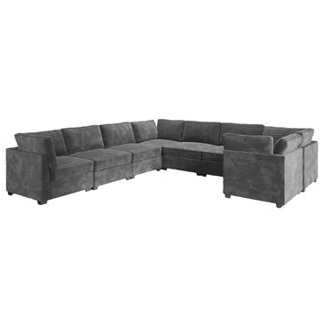 HOMLUX 8-Piece Oversized U-Sectional in Gray, , large