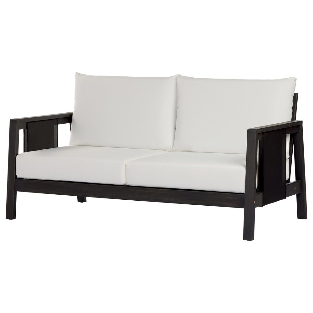 HOMLUX 2-Piece Outdoor Conversation Set with Cushions in White and Black, , large