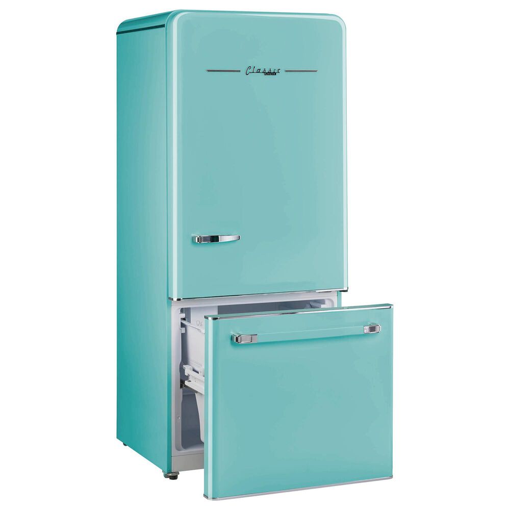 Unique Appliances Classic Retro 18 Cu. Ft Bottom Freezer Refrigerator in Ocean Mist Turquoise, , large