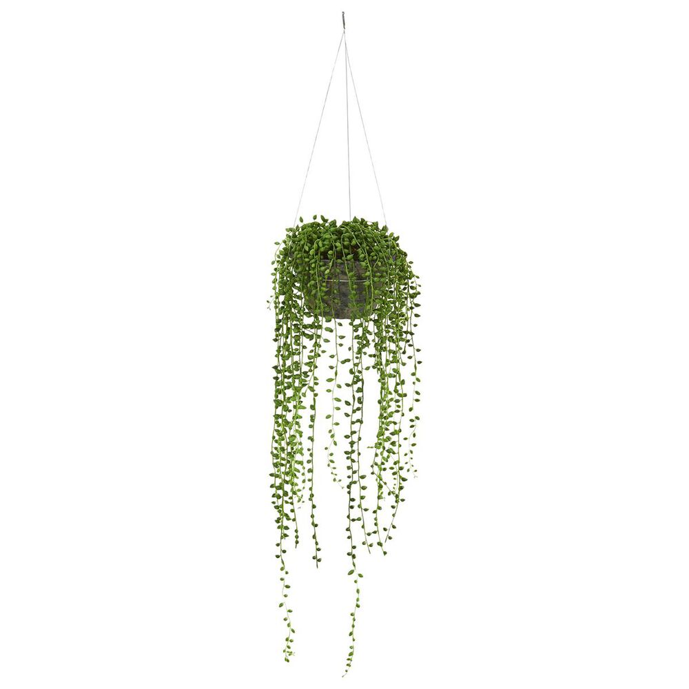 Nearly Natural Inc String of Pearl Artificial Plant Hanging Basket, , large