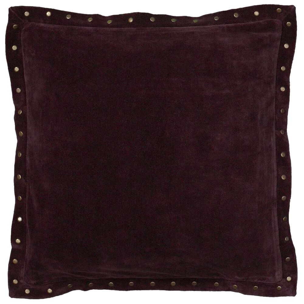 Rizzy Home 18" x 18" Pillow Cover in Dark Red with Buttons on the Edge, , large