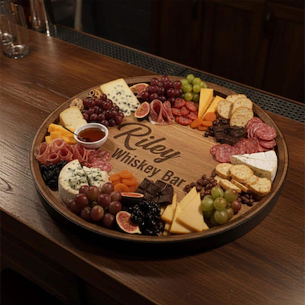 Aged &amp; Charred Barrel Top Whiskey Display Stand in Multicolor, , large