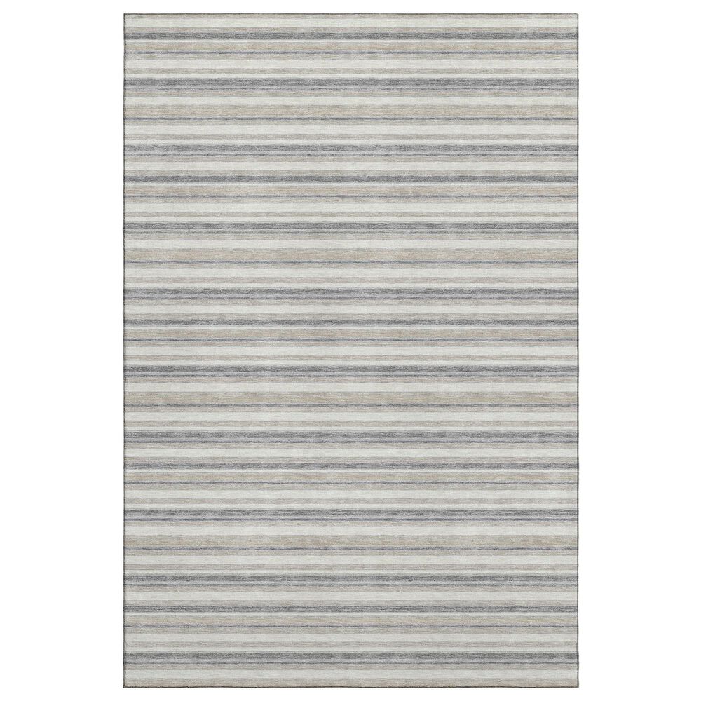 Dalyn Rug Company Soft Essentials Striped Silver 9" x 12" Indoor/Outdoor Area Rug, , large