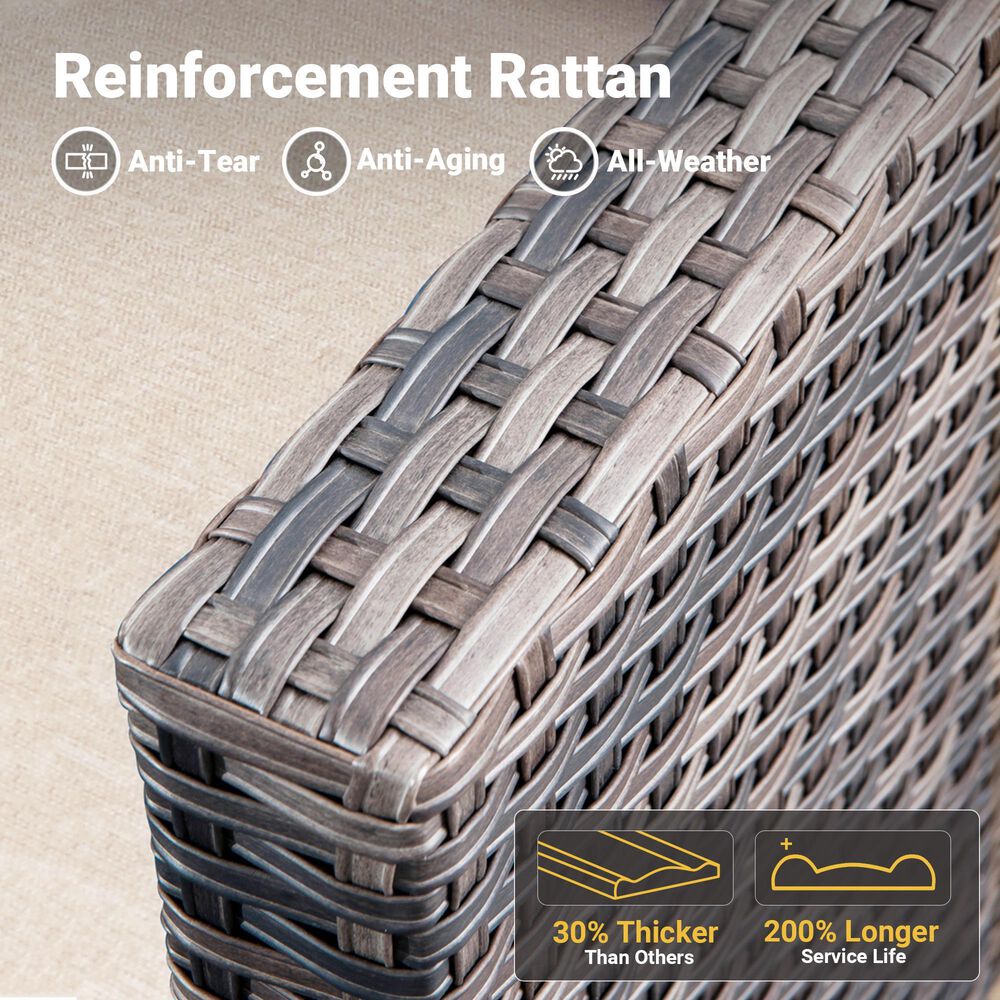 HOMLUX 3-Piece 77" Patio Sofa and Ottoman Set in Beige, , large