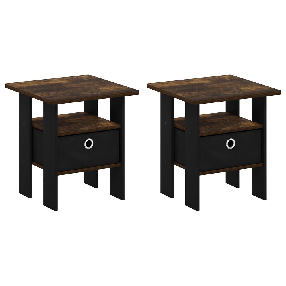 HOMLUX 2-Piece 1-Shelf End Table with Bin Drawer in Amber Pine, , large