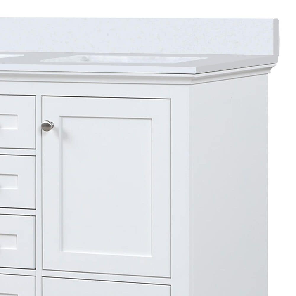 Lexora Home Dukes 48&quot; Double Bathroom Vanity in White with 2 cm White Cultured Marble Top and Rectangular Sinks, , large