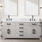 Lexora Home Laurel 72" Double Bathroom Vanity in White Oak with White Carrara Marble Top and Rectangular Sinks, , large