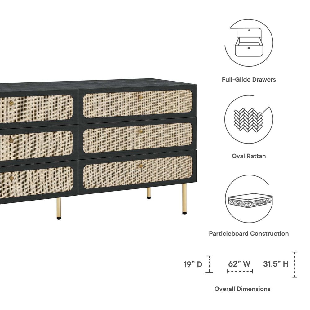 Modway Chaucer 6-Drawer Dresser in Black, , large