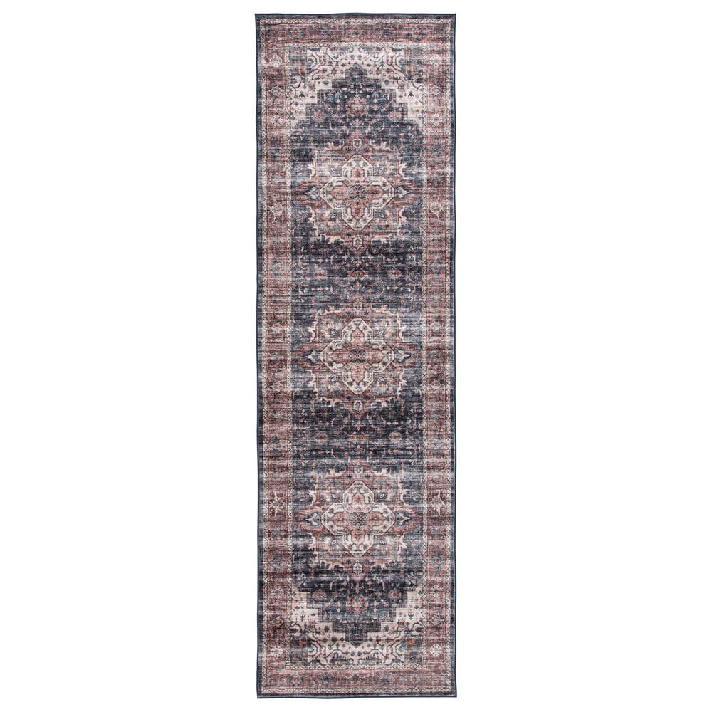 Central Oriental Rugease Velveteen Chantal Rust and Dark Grey 2"3" x 6" Runner, , large