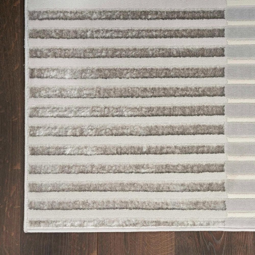Nourison Brushstrokes 5&#39;3&quot; x 7&#39;3&quot; Silver and Grey Area Rug, , large