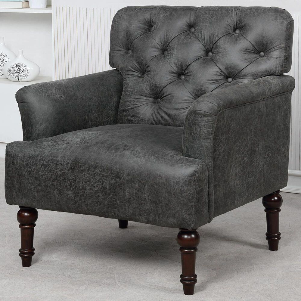 Furniture of America Savot Accent Chair in Dark Gray, , large