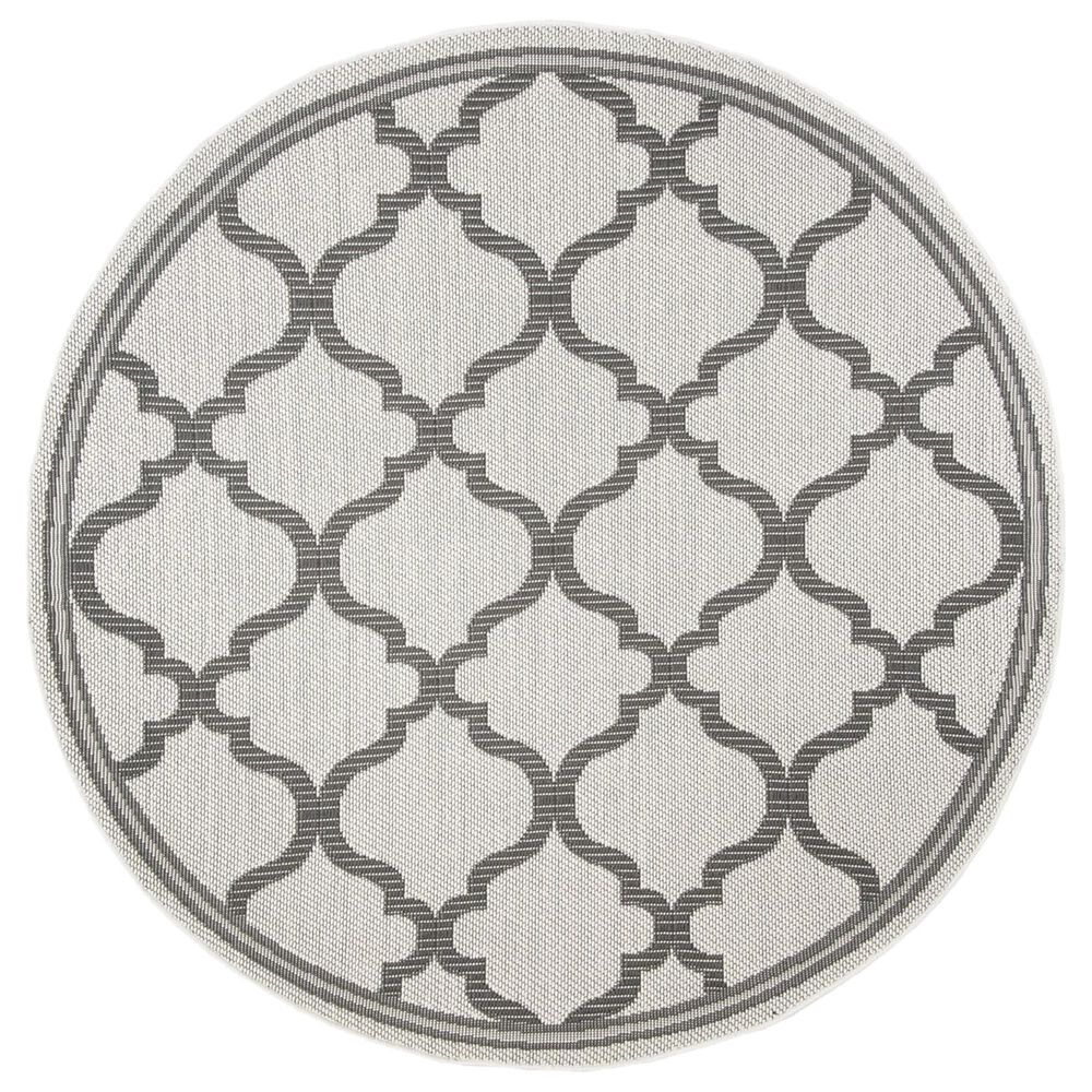 Safavieh Bermuda 6"7" Round Ivory and Grey Indoor/Outdoor Area Performance Rug, , large