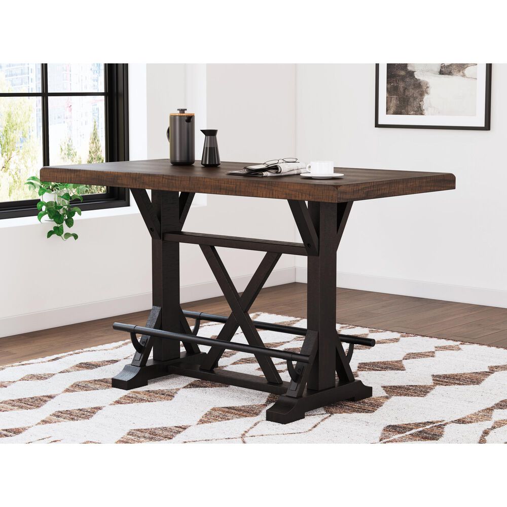 Ashley Valebeck 5-Piece Counter Height Dining Set in Black and Brown, , large