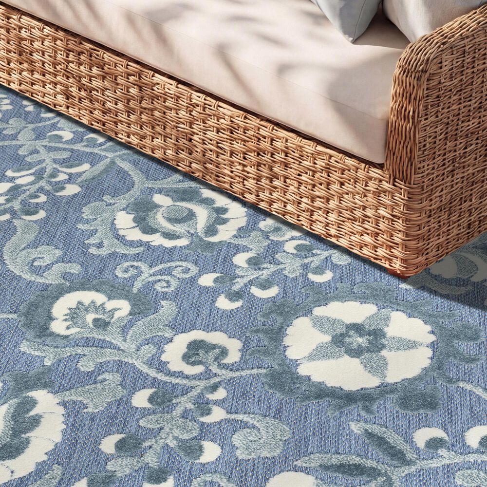 Nourison Aloha ALH17 Blue 7'10" x 10'6" Indoor/Outdoor Area Rug, , large