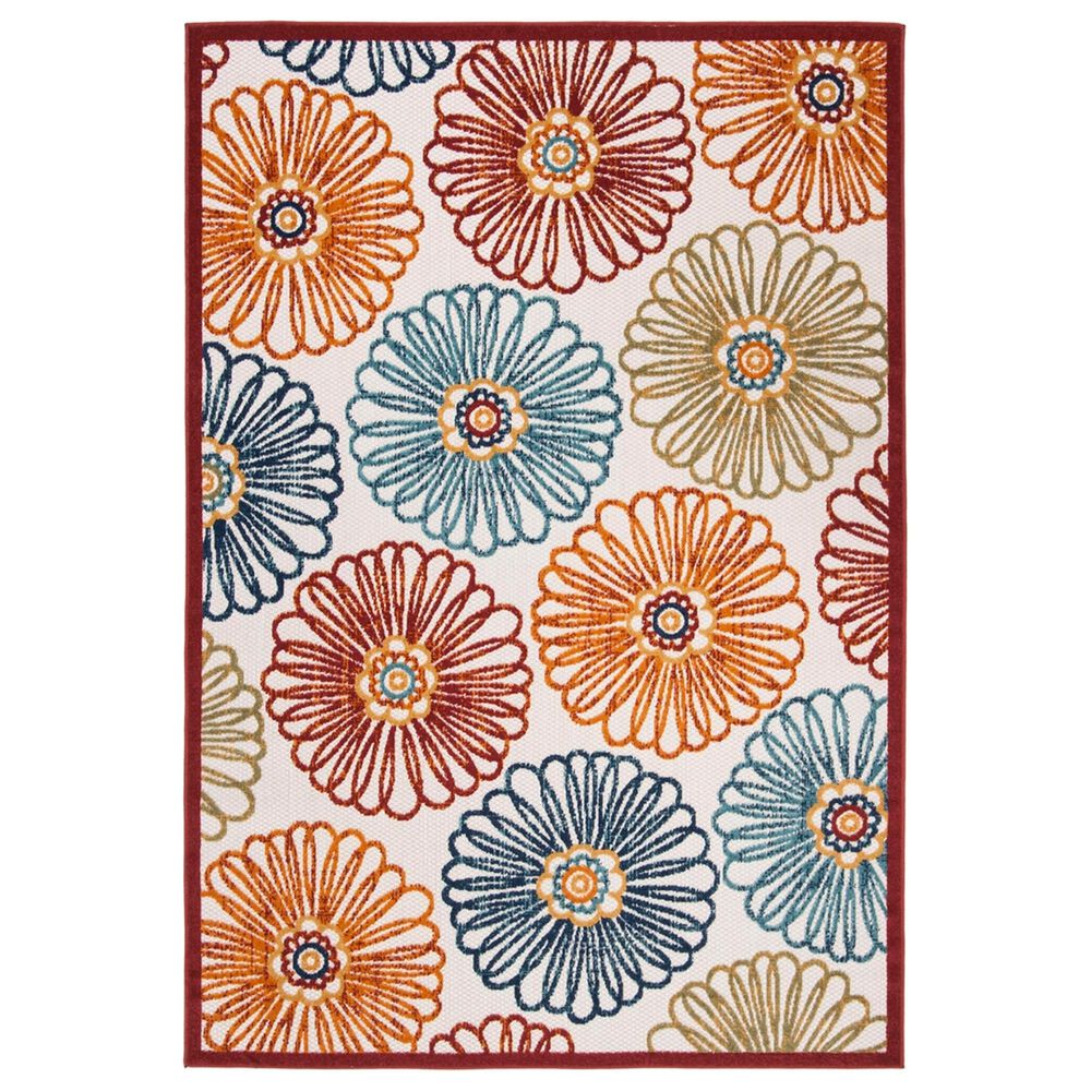 Safavieh Cabana CBN801A 4" x 6" Creme and Red Indoor/Outdoor Area Performance Rug, , large