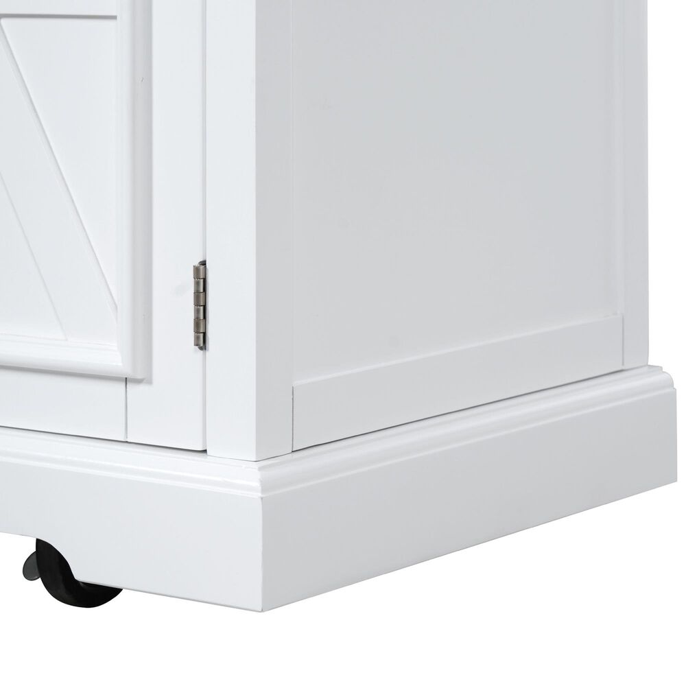 HOMLUX 54.9" Kitchen Island with Drop Leaf in White and Brown, , large