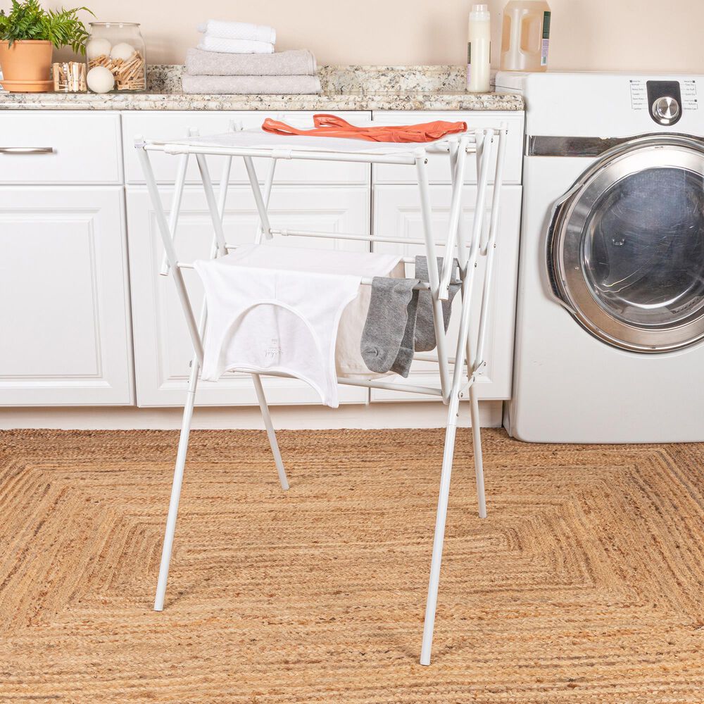 Household Essentials Foldable Clothes Drying Rack in White, , large