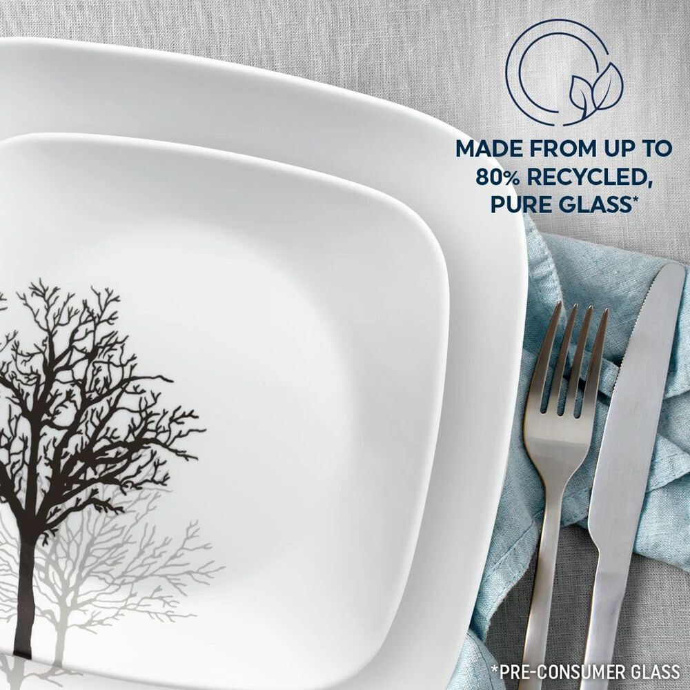 Corelle Timber Shadows 12-Piece Square Dinnerware Set in White, Black and Gray, , large