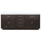 Lexora Home Abbey 84" Double Bathroom Vanity in Brown Oak with 2 cm White Cultured Marble Top and Rectangular Sinks, , large