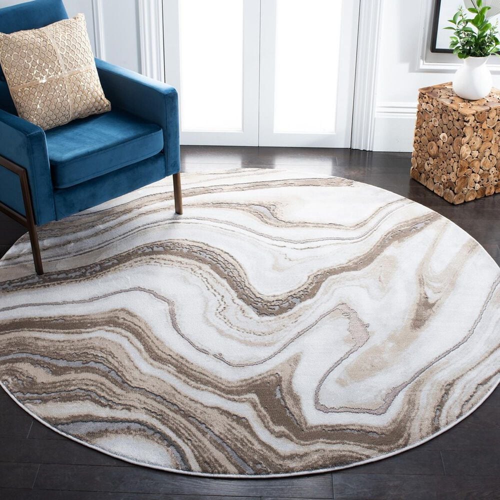 Safavieh Craft 9&#39; Round Gold and Grey Area Rug, , large