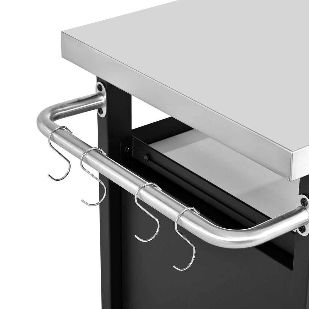 HOMLUX 39.5" Outdoor Kitchen Island in Black and Stainless Steel, , large