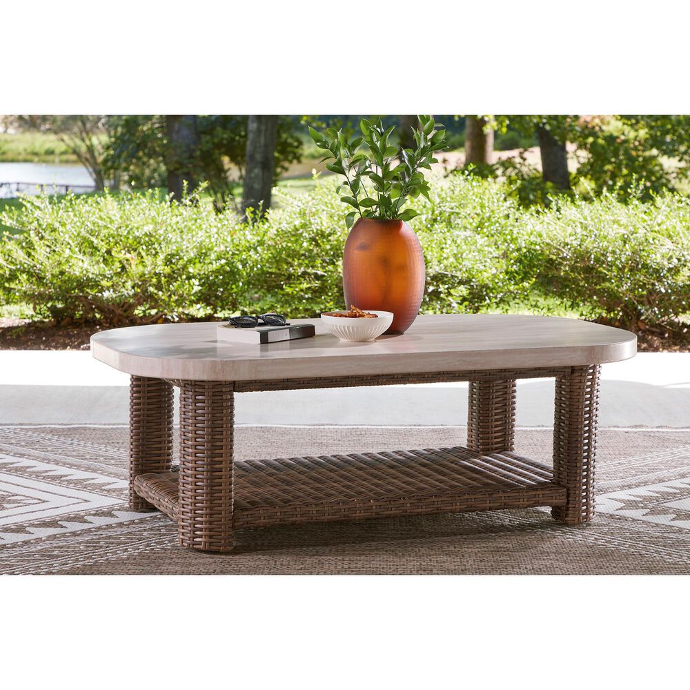 Ashley Dolan Creek Rectangular Cocktail Table in Beige and Brown, , large