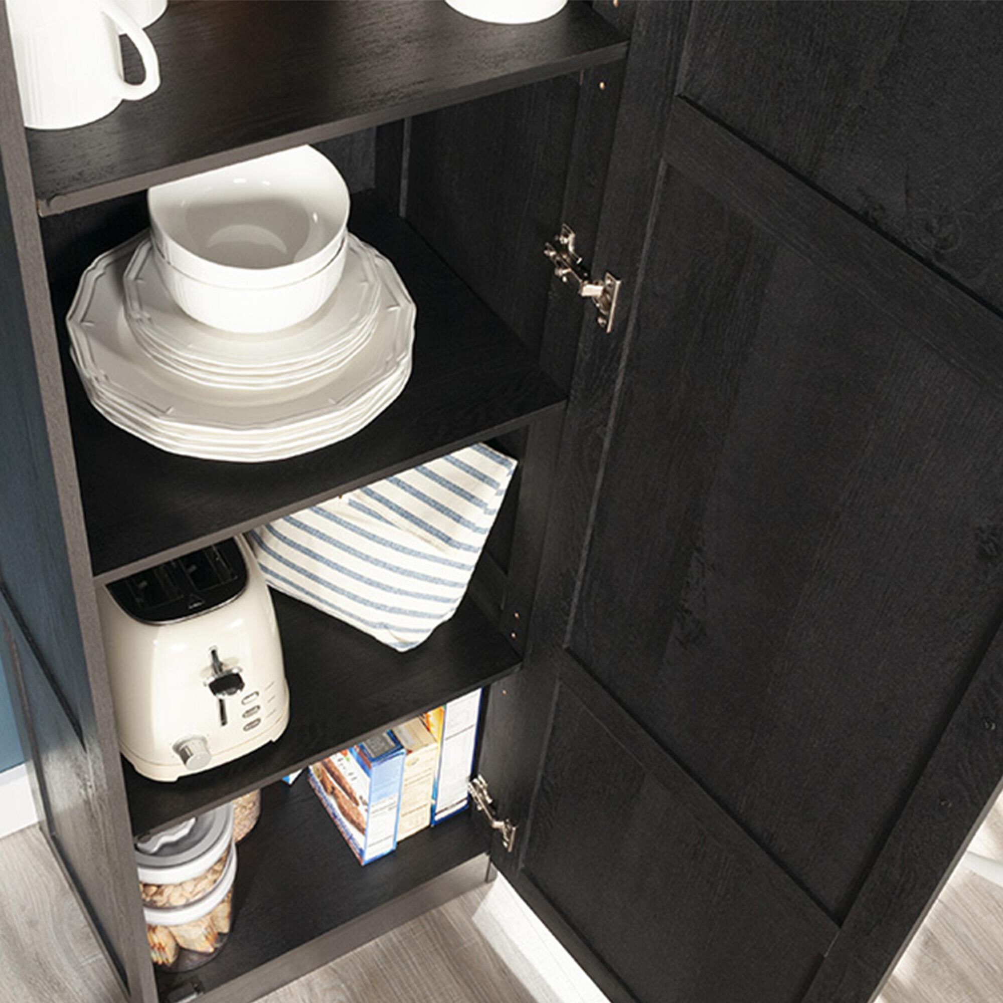Sauder 4-Shelf Storage Cabinet in Raven Oak