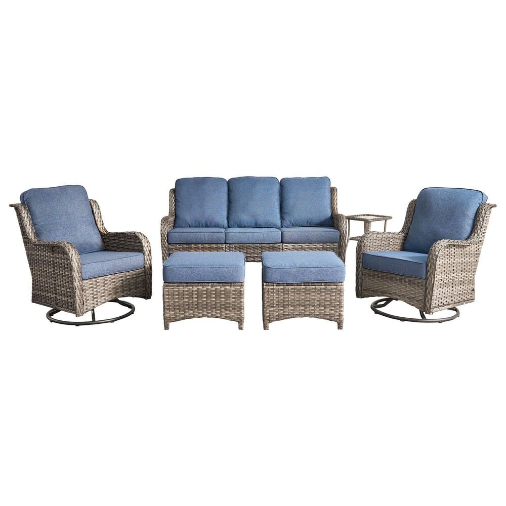 HOMLUX 6-Piece Outdoor Sofa Set in Denim Blue, , large
