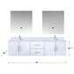 Lexora Home Geneva 72" Double Bathroom Vanity in Glossy White with 2 cm White Cultured Marble Top, Rectangular Sinks and 30" LED Mirrors, , large