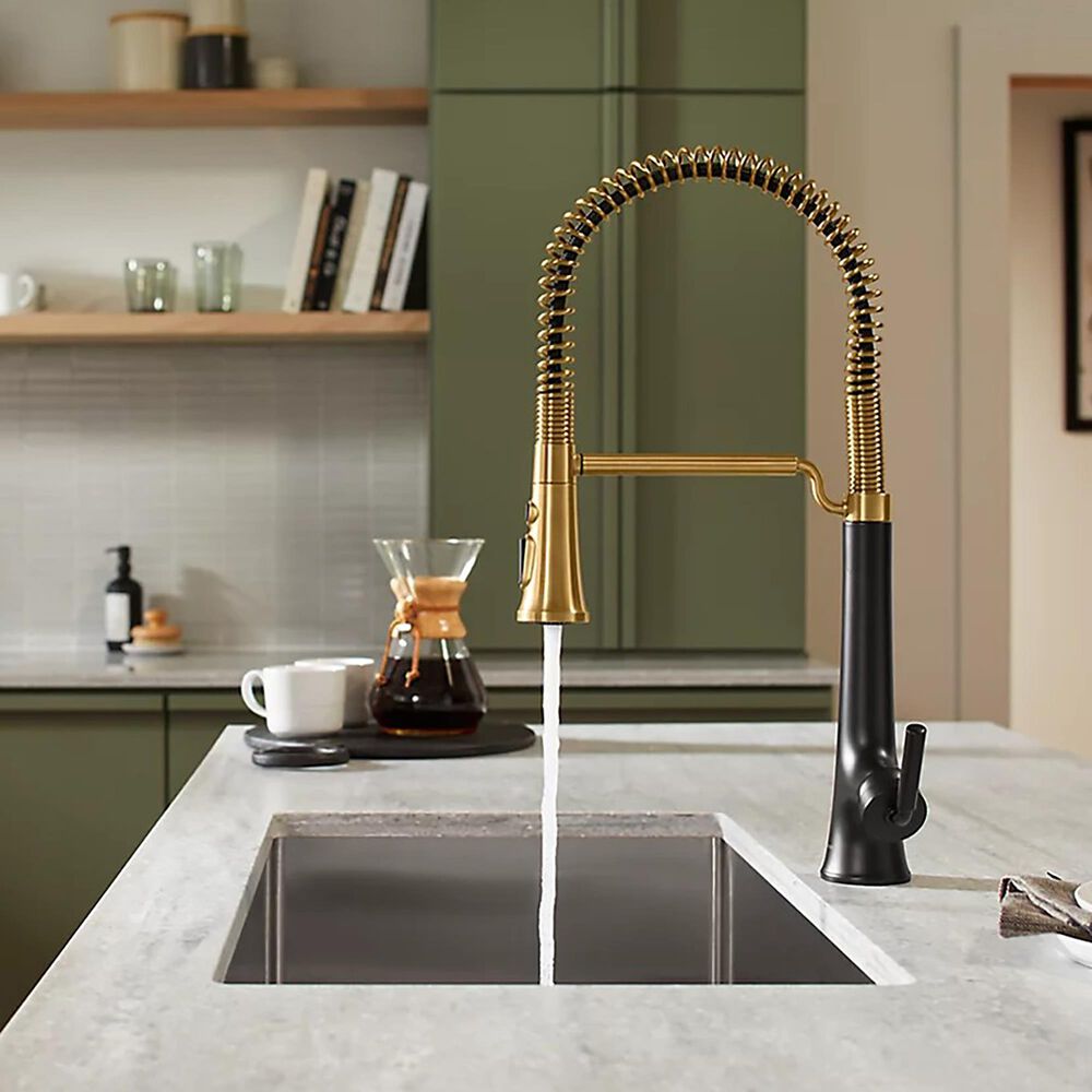 Kohler Tone Semi-Professional Pull-Down Kitchen Sink Faucet in Vibrant Brushed Moderne Brass, , large